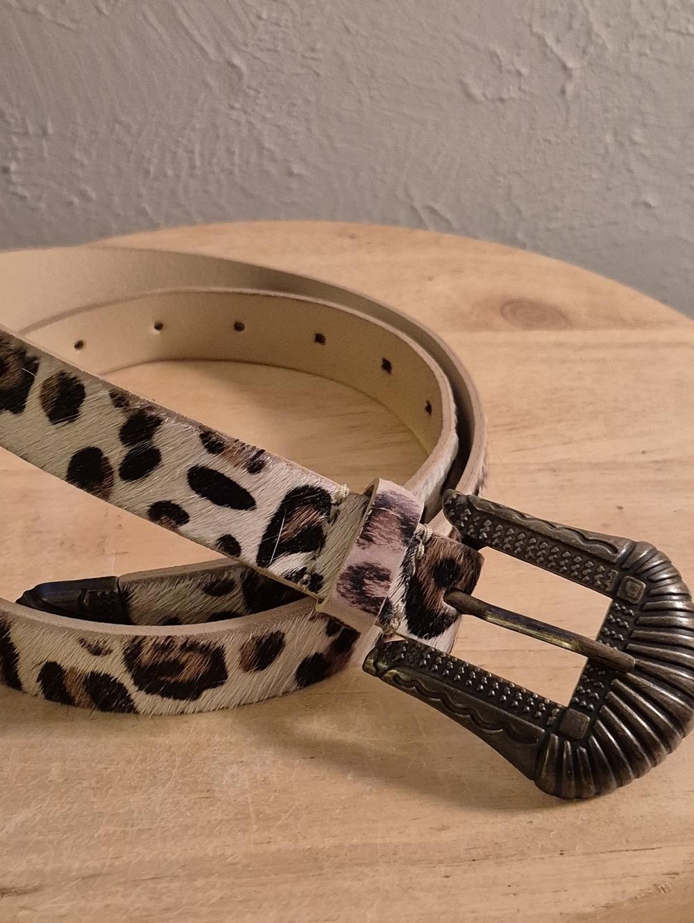 FREE PEOPLE Wild Side Leather Belt Leopard XS/S